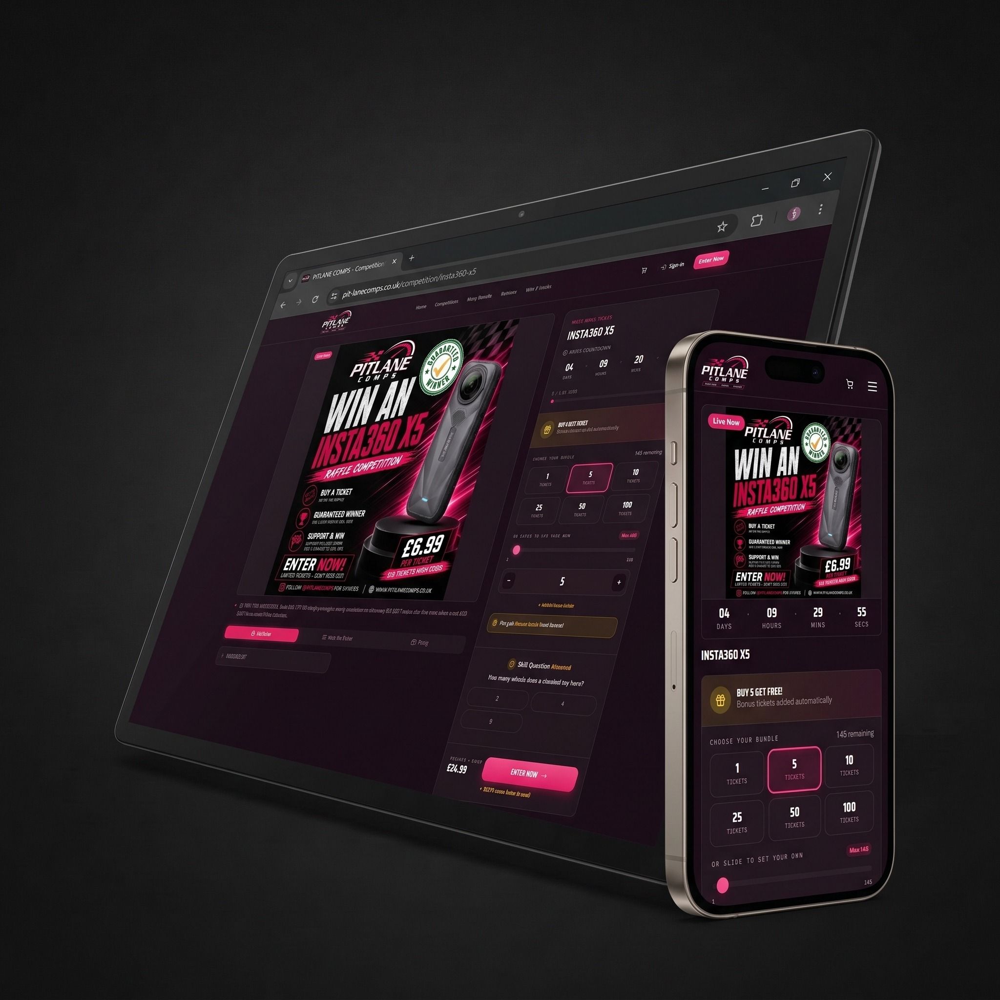 Bespoke prize competition website design
